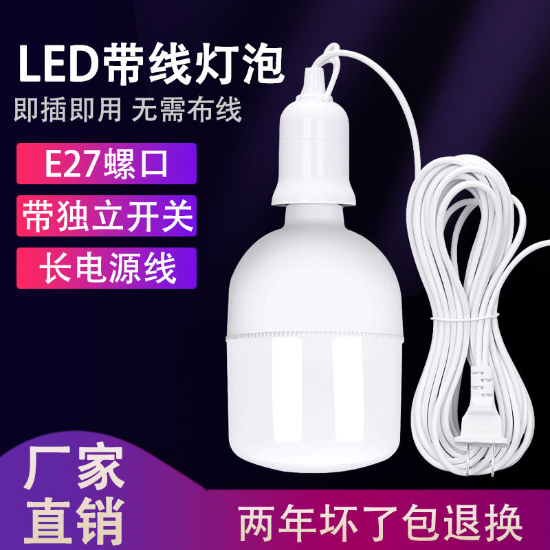 灯头灯泡带线插头一体图片