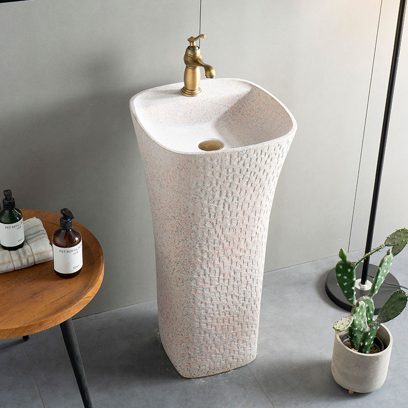 院子户外洗手池立柱盆一体落地式柱盆洗手盆室外庭院台盆阳台水池