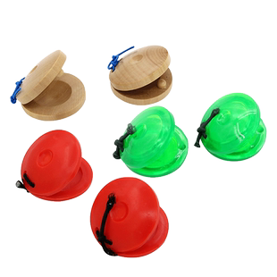 新宝木质圆午板乐器幼儿园教具塑料响板西班牙舞板3.5一对