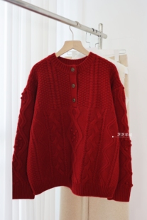 100%纯山羊绒衫品牌纱线重工绞花圆领套头长袖针织衫纯色羊绒毛衣