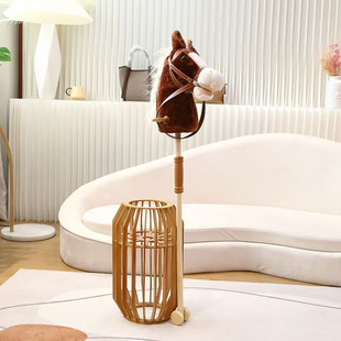 出口单马头棒网红木质摇马儿童玩具儿童摇马毛绒马头棍幼儿园道具