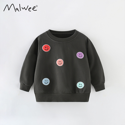 男童卫衣秋冬新款欧美笑脸帅气男孩休闲圆领套头儿童上衣秋季童装