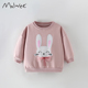 打底衫 欧美儿童长袖 好看可爱兔子女孩上衣 新款 malwee女童卫衣秋季