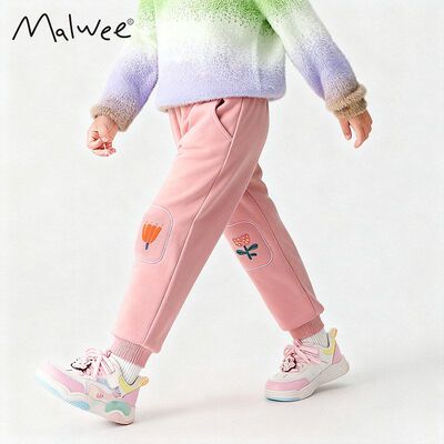 跨境malwee女童卫裤秋冬新款欧美中小童洋气小女孩松紧儿童休闲裤