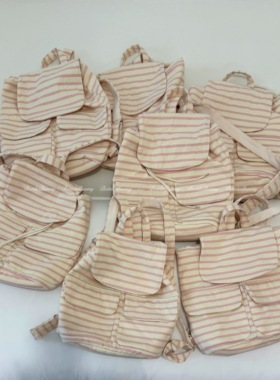 BottleBunny*100%棉粉色条纹针织双肩包