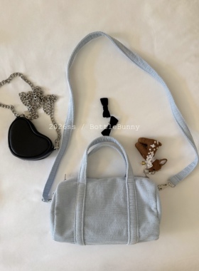 2026ss灯芯绒波士顿蓝色枕头包