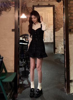 Adan 小香风亮片鱼尾裙春秋韩版高腰显瘦百搭气质A字包臀短裙女