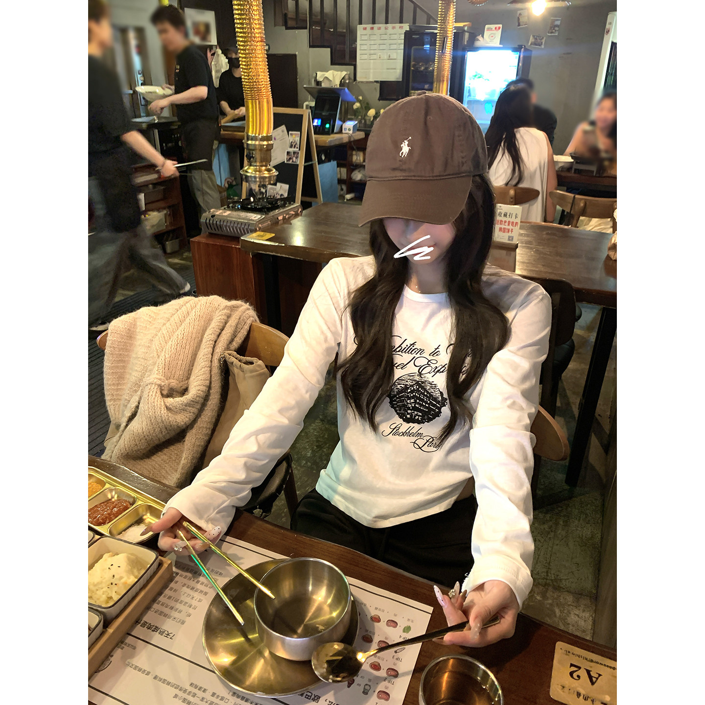DDang印花打底衫秋季韩系宽松显瘦百搭通勤圆领套头内搭长袖上衣