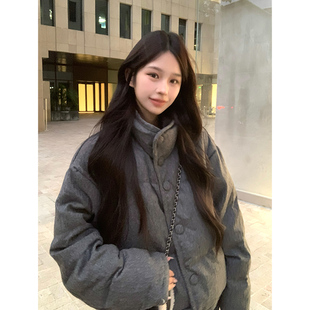 Adan毛呢90白鸭绒羽绒服冬季 外套女 韩系宽松慵懒加厚保暖防风短款