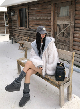 Adan两面穿环保皮草卫衣2025冬季韩系休闲慵懒加厚保暖毛毛外套女