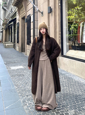 Adan羊绒毛衣开衫2024秋季韩版宽松百搭中长款慵懒软糯针织外套女