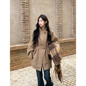 Adan立领90白鸭绒羽绒风衣女冬季 外套 复古韩系宽松显瘦斗篷中长款