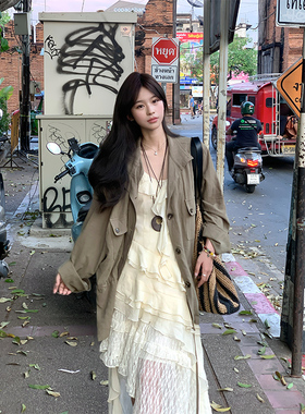 Adan亚麻绿防晒衬衫春夏新款复古宽松百搭慵懒气质长袖通勤外套女