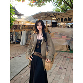 复古宽松中长款 Adan 风外套春季 工装 慵懒气质显瘦通勤风衣女 薄款