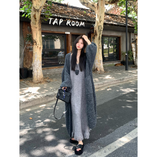 显瘦百搭软糯慵懒长款 Adan灯笼袖 韩版 2024秋季 针织外套女 毛衣开衫