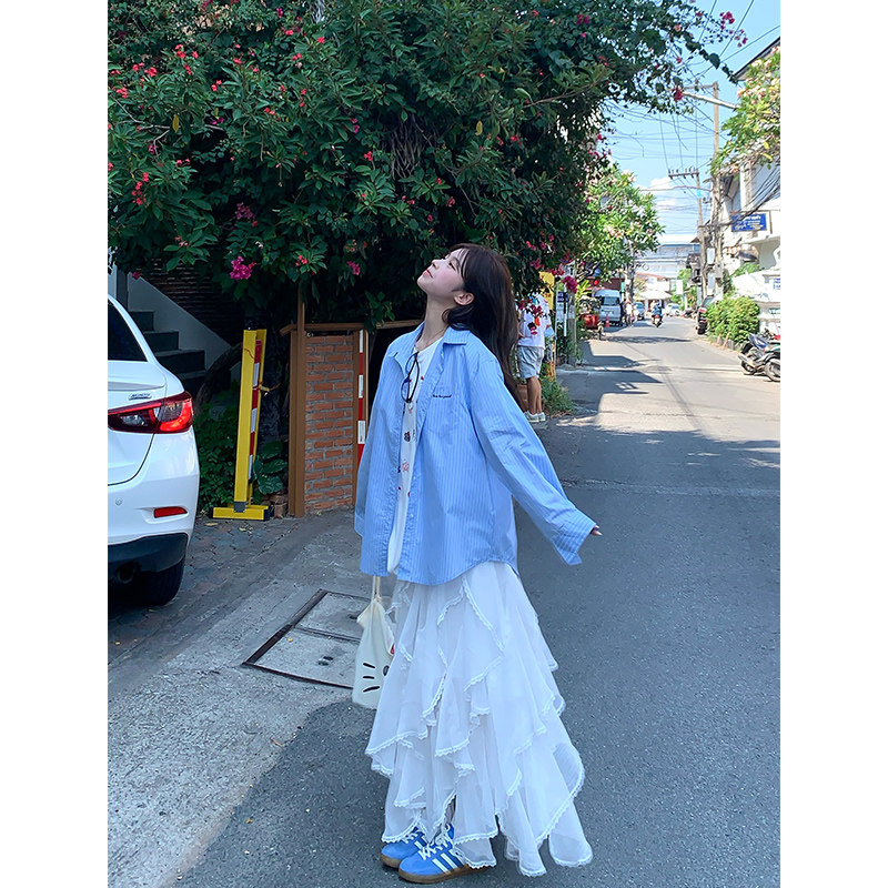 Adan 波浪荷叶边雪纺长款半身裙夏季高腰百搭气质设计感A字裙女,女装/女士精品,半身裙,淘宝优惠券,粉丝福利购,淘宝优惠卷