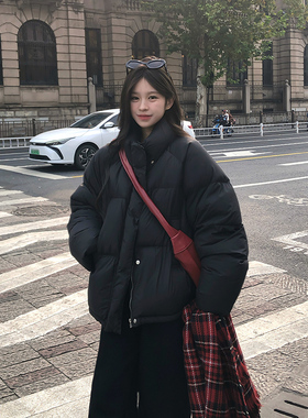 Adan韩系面包羽绒服冬季新款宽松休闲百搭保暖黑色90白鸭绒外套女
