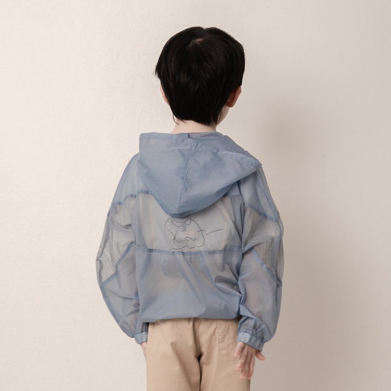 [진짜 자외선 차단] 아동용 자외선 차단 의류 2024 여름 남학생과 여학생을위한 새로운 자외선 차단 의류 초박형 및 통기성