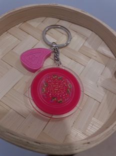 潮汕特色红喜盘钥匙扣红桃粿挂件汕头小公园旅游纪念品送闺蜜礼物