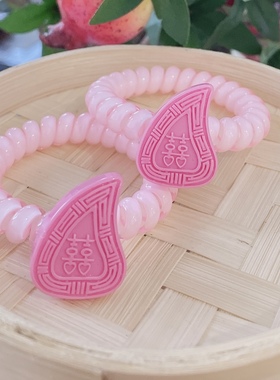 红桃粿电话线发圈女发绳透明果冻色头绳女皮筋女扎头发马尾手环