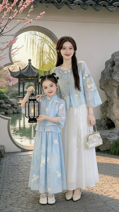 2026新款中式亲子服母女服古风唐装中国风古装