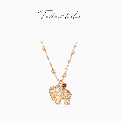 TWINSLULU香槟金色小象项链