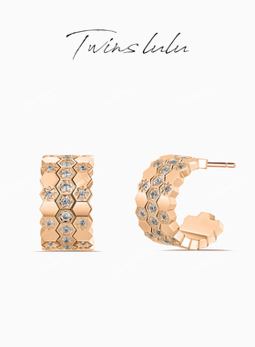 TWINS LULU轻奢感设计师个性气质蜂巢C型耳环TSL2143