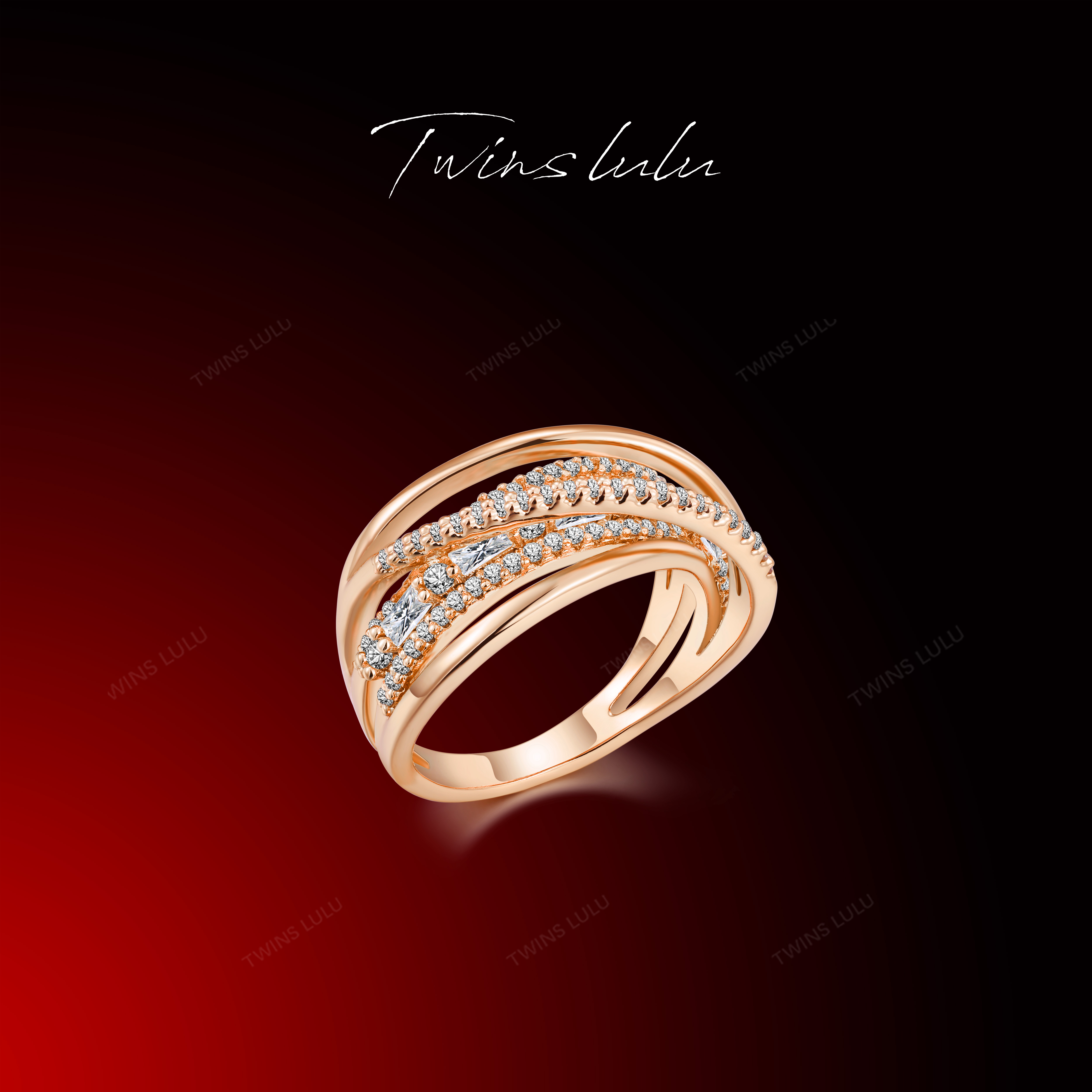 TWINSLULU线条立体环绕戒指