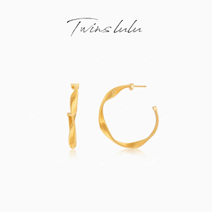 TWINS LULU高级感极简首饰纽纹C形耳环TSL2558