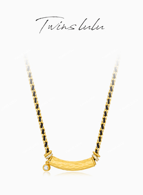 TWINS LULU时尚气质精致传统中国风黑金管项链TSJ7734