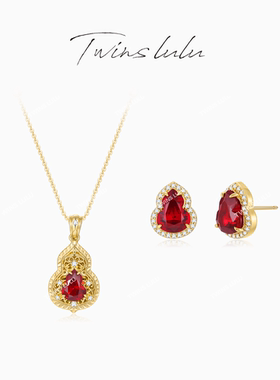 TWINS LULU马年本命年礼物气质传统中国风葫芦红色项链TSJ7792