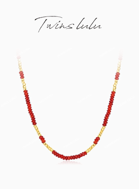 TWINSLULU时尚椭圆形红色项链