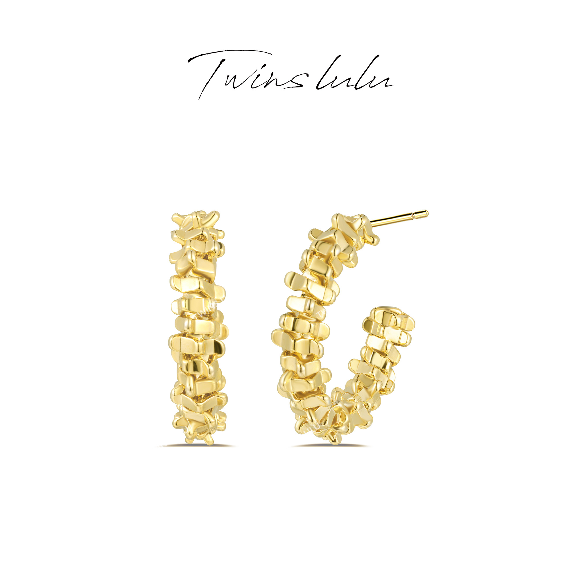 TWINSLULU碎银子C型半圈耳环