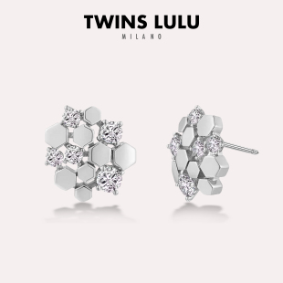 TWINS LULU繁花镜面抛光百搭蜂巢耳环TSL2655