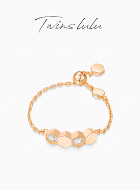 TWINS LULU时尚经典蜂巢几何推拉戒指TSS6835