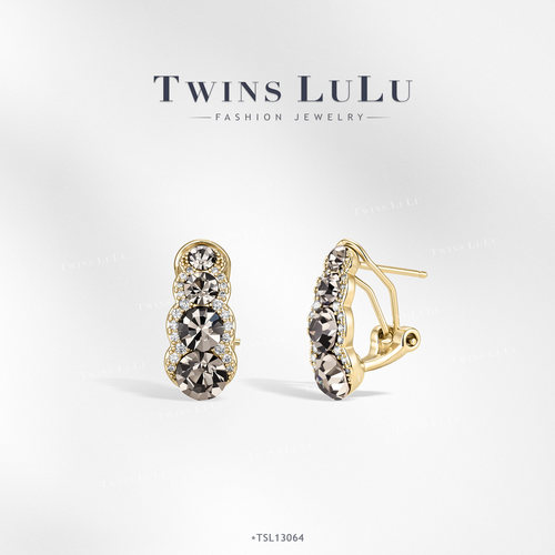 TWINS LULU【沉曜】百搭精致轻奢风灰色耳环TSL13064