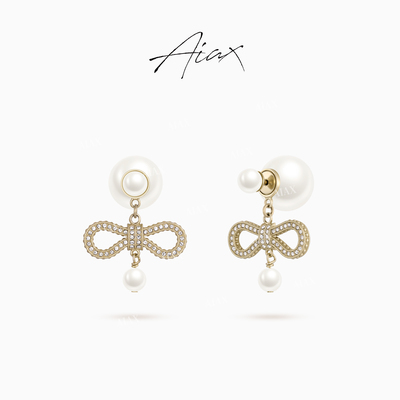 TWINS LULU经典轻奢时尚高级感蝴蝶结珠珠耳环TSL2966情人节礼物