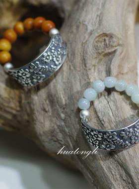 花桐里复古银小花戒指