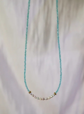 天河石项链女珍珠锁骨链轻奢小众颈链配饰