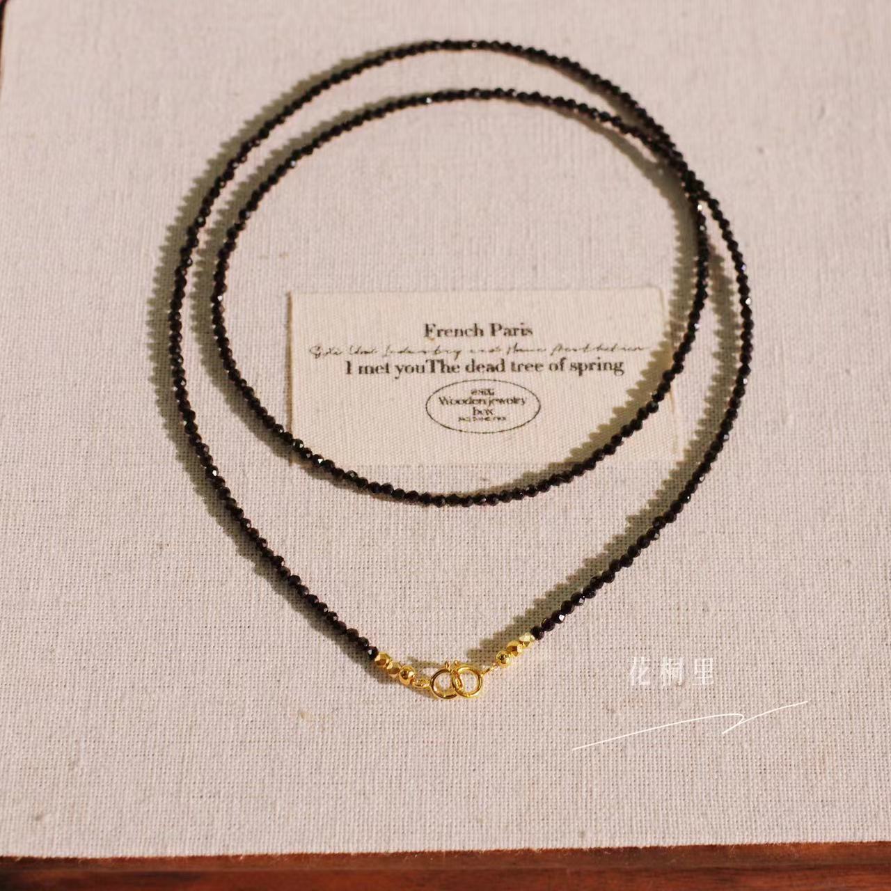 花桐里  黑尖晶纯银项链