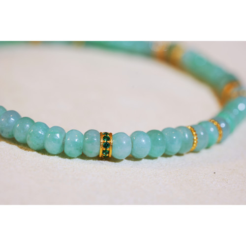 花桐里 算盘珠翡翠18K金手串