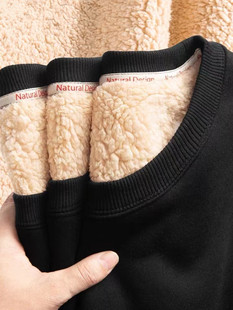 男士 大码 羊羔绒外套 冬季 加绒加厚卫衣男冬厚保暖无帽上衣2025新款