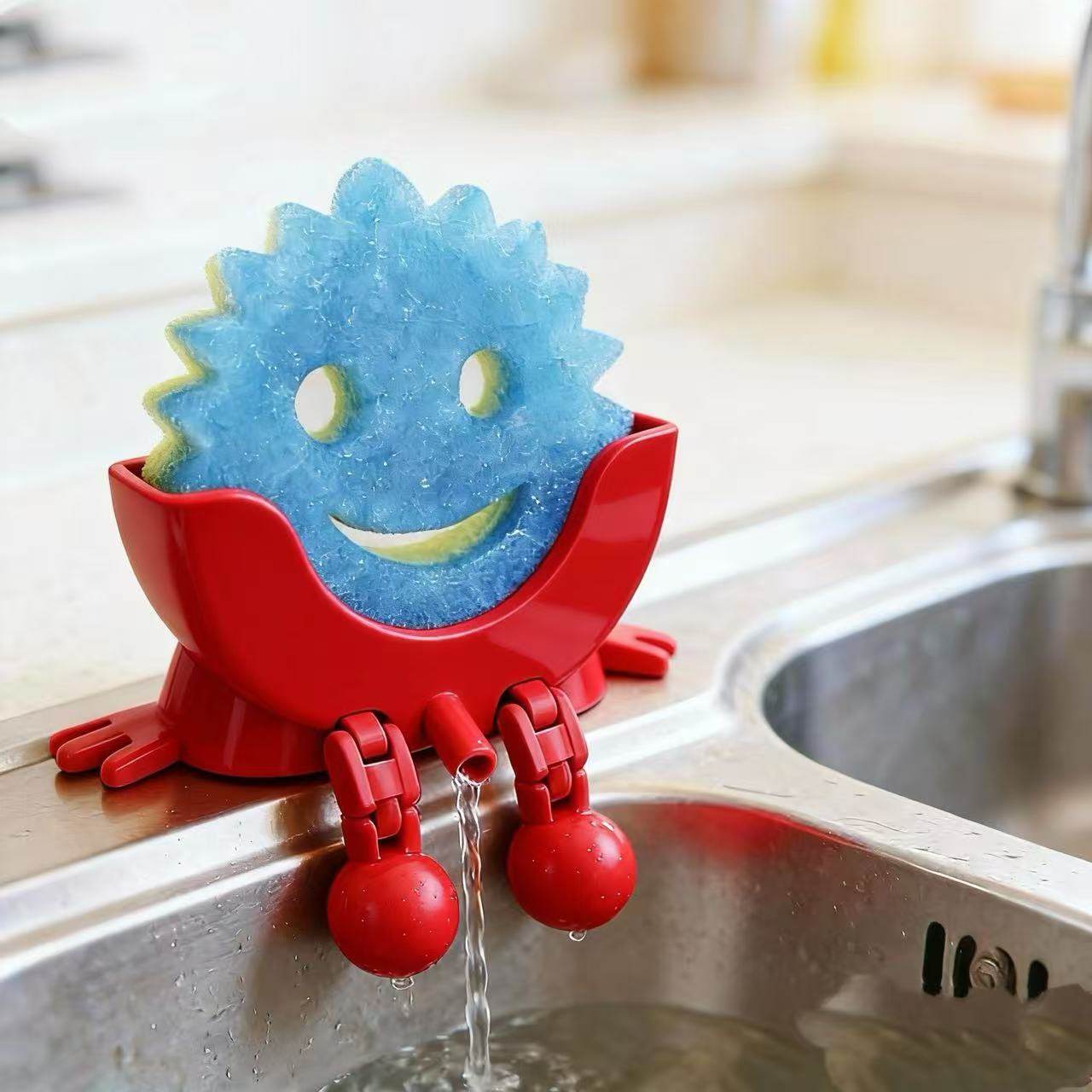 新款Scrub Peeing Drain Holder 笑脸洗碗海绵支架沥水置物架