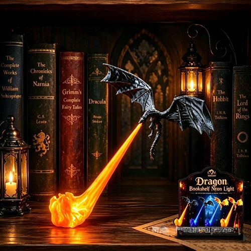 Charizard Book Nook or Wall Mount 3D打印喷火龙书架装饰led灯