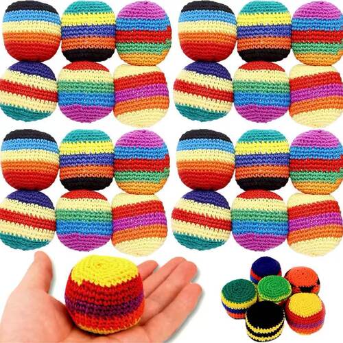 新品Hand-Made Knitted Footbag Sack手工编织脚足球沙包玩具