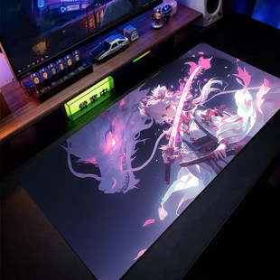 龙女微蚀刻玻璃鼠标垫 电竞大号键盘鼠标桌垫全底胶高清 来图定制
