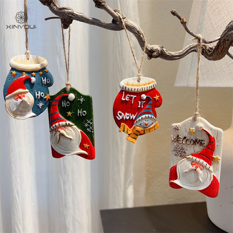 心悠圣诞节老人手套树脂挂件