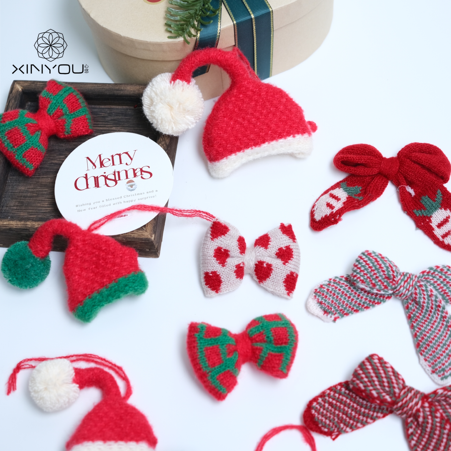 心悠圣诞节毛线针织酒瓶帽子