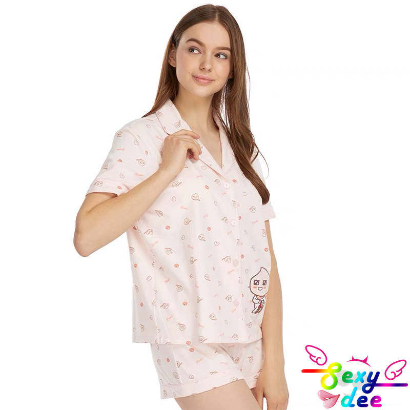 6ixty8ight专柜正品kakao家族棉质开衫可爱短袖睡衣短睡裤hw09082