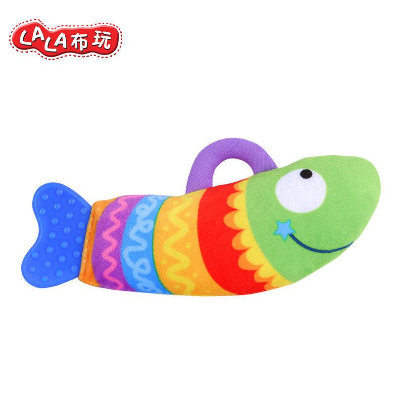 拉拉布书/布玩 婴儿彩虹鱼牙胶 宝宝手握摇铃布玩具 婴儿玩具
